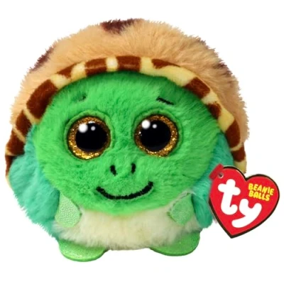 Image de Ty T42549 Beanie Balls Cruiser la Tortue avec des Yeux dorés pailletés, Animaux en Peluche Douce et Ronde à Collectionner 8 cm