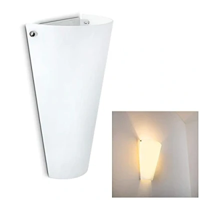 Image de applique Zera en métal/verre blanc, lampe murale moderne avec effet up &amp; down, 1 x E27, intérieure lumineux, ampoule(s) non incluse(s)