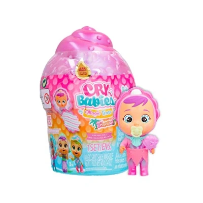 Image de Cry Babies Magic Tears Tropical Shiny Shells Poupée Surprise de Collection Qui pleure des Larmes mousseuses avec 8 Accessoires Jouet pour Filles et garçons +3 Ans