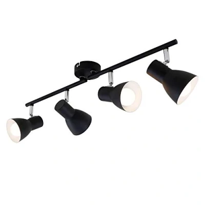 Image de BRILONER Leuchten Plafonnier, Applique à Spots, Orientables et Pivotants, 4x E14, Max. 25 Watt, Rétro, Noir, 605x80x150mm (Lxlxh)