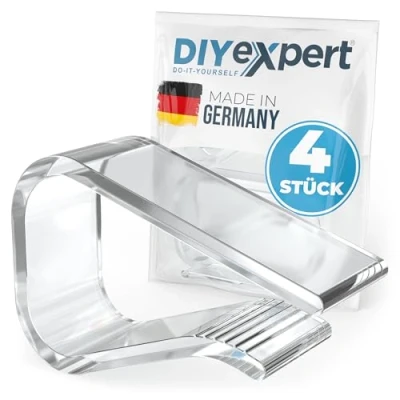 Image de DIYexpert Lot de 4 pinces à nappe en plastique Transparent Pour tables jusqu’à 27 mm d’épaisseur