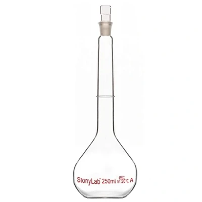 Image de stonylab Flacon Volumétrique en Verre Classe A avec Bouchon, Borosilicaté Mur Lourd Tolérance de La Fiole Jaugée ±0.15ml, 250ml
