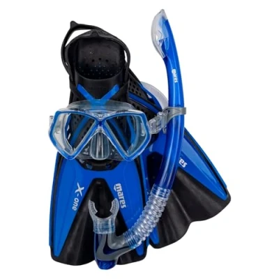 Image de Mares Masque Tuba et Palmes Enfant Aquazone Set X One Pirate, Ensemble avec Masque, Snorkeling Enfants Unisex Bleu S