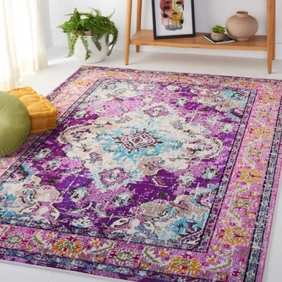 Image de Safavieh Milà Grand Tapis de Salon rectangulaire pour Une Utilisation en intérieur, Polypropylène, Violet/Bleu Clair, 120 X 180 cm