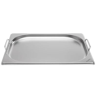 Image de Allpax Récipient GN 1/2 en acier inoxydable Hauteur 20 mm Avec poignées alimentaire résistant à la chaleur Pour égoutter ou comme insert de cuisson dans le réchaud