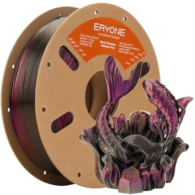 Image de ERYONE Burnt Titanium Rainbow PLA Filament 3D Printer 1.75mm +/ 0.03mm, 1kg(2.2LBS)/Spool, Stargazer (Rose &amp; Flash Black)