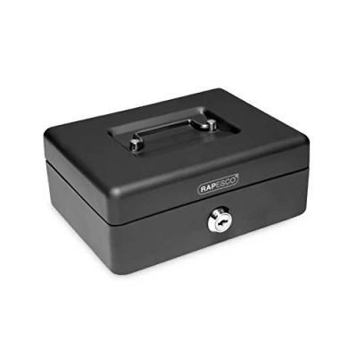 Image de Rapesco SB0006B1 Caisse à Monnaie et Billets en Acier avec 6 Compartiments 15 cm, Noir