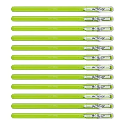 Image de Pentel Mattehop Lot de 12 rouleaux à gel Jaune/vert 1,0 mm
