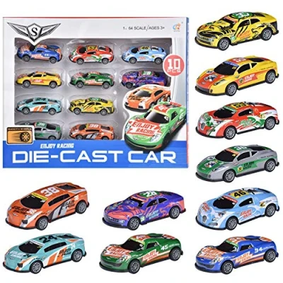 Image de FORMIZON 10 PCS Voiture Miniature, Lot de Petites Friction, Mini Modèle Jouet Enfant, Course Métal, Jouets pour Garçon Fille Cadeau