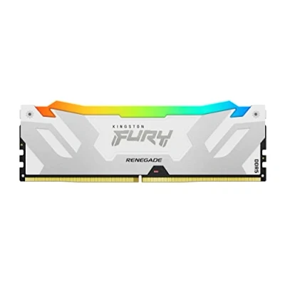 Image de Kingston FURY Renegade Blanc RGB XMP 16GB 6400MT/s DDR5 CL16 DIMM Mémoire pour PC de Gamer KF564C16RWA 16