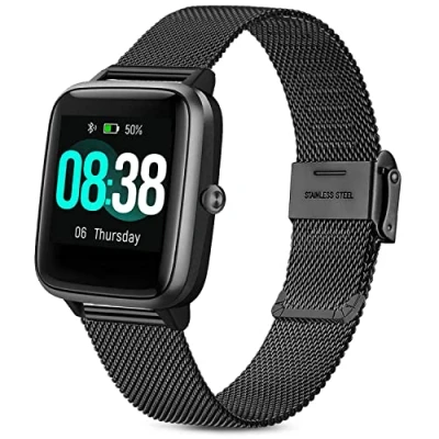Image de Issinlky Veryfitpro ID 205L Bracelet, 19 mm bracelet de montre en acier inoxydable pour GRV FC1 IDW 15 ID205S ID205G ID215G ID216 YM205L Uwatch3 Ufit GT BV205L TE021 SW020 SW021 SW024 Smartwatch