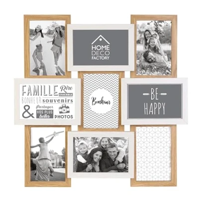 Image de Cadre Photo Multiple Pele Mele 9 Vues Bois et Blanc Deco Souvenir