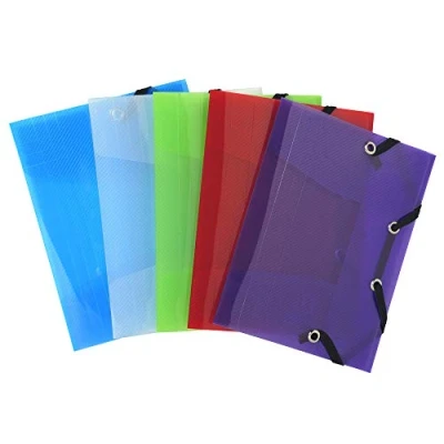 Image de Exacompta Réf. 50700E Carton de 25 chemises à élastiques Crystal pour format pocket pochette 3 rabats en polypropylène haute transparence dimensions 12 x 16 cm A6 couleurs assorties