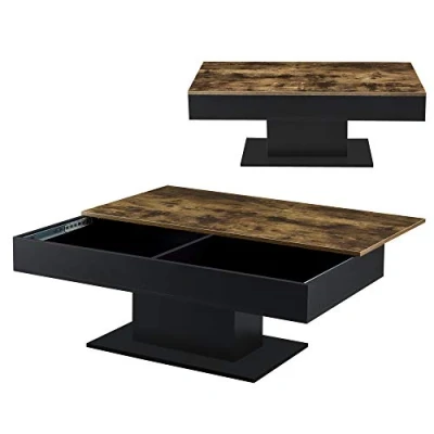 Image de [en.casa] Table Basse de Salon Stylé avec 2 Espaces Rangement Intérieurs Design Panneau Particules 40 x 110 60 cm Effet Bois Noir