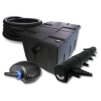 Image de SunSun Kit Complet: CBF 550 Filtre de Bassin jusqu&#039;à 60000 L Biologique, CTF 6000 SuperECO Pompe Filtration 6000l/h 40W, CUV 272 Lampe UV UVC Clarificateur avec 72W, 25m Tuyau 25 mm