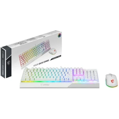 Image de MSI Vigor GK30 Combo White clavier Souris incluse Jouer USB QWERTY Italien Blanc Neuf
