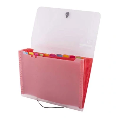 Image de D.RECT 5540 Pochette Trieur Document, Scolaire, Alphabétique Extensible Pochettes pour Documents 12 Compartiments l&#039;école, le bureau, la maison Format A4 Rouge