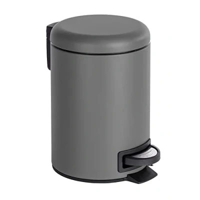 Image de WENKO Poubelle Mod. Leman pour Salle de Bain et WC cosmétique en Acier avec Fonction pédale Capacité 3 litres Dimensions 17 x 25 22,5 cm Couleur Gris élégant