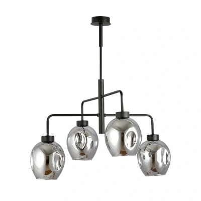 Image de Emibig Lukka Plafonnier Noir à Bras Multiples avec Abat Jour en Verre Graphite, 4x E27
