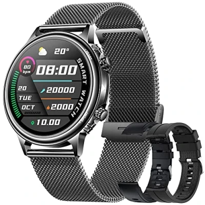 Image de DREAMWIN Montre Connectée Homme Bracelet Connecté IP68 Smartwatch Etanche 1,32&#039;&#039; Sport Fitness Tracker avec Tensiometre Fréquence Pédomètre Cardio Sommeil Moniteur pour Android iOS (Noir)
