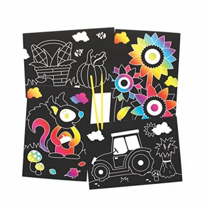 Image de Baker Ross FE684 Dessin a Gratter Enfant motif Automne Lot de 8, Loisirs Créatifs à Gratter, Art pour Enfant, Coloriage