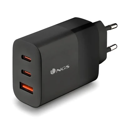 Image de NGS BUD 65W : Chargeur mural universel avec 3 ports 2x USB C + A. Charge rapide et sûre. Chargement simultané.