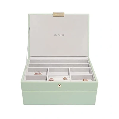 Image de Stackers Lot de 2 boîtes à bijoux classiques Vert sauge