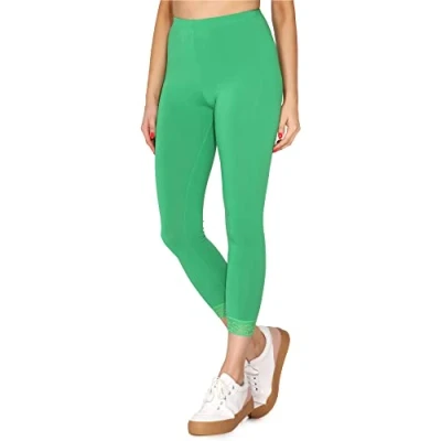 Image de Merry Style Leggings pour femmes 7/8 Confortables avec dentelle en viscose MS10 342 (Vert,M)