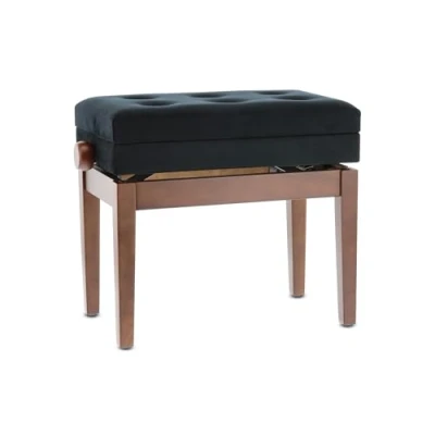 Image de GEWA Banc de piano Deluxe Compartment (bois massif, charge rupture 2 tonnes, surface d&#039;assise 52x30 cm, mécanisme ciseaux précis, hauteur 48 à 57 cm), noyer mat