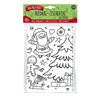Image de JEKA Nappe en Papier à colorier, Motif : Noël, colorier Images Coloriage Décoration de Table Cadeau Activités pour Enfants