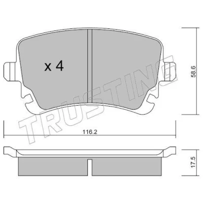 Image de TRUSTING 570.2 Jeu de plaquettes frein préparé pour indicateur d&#039;usure AUDI: A6 C6 Avant, A4 B7 Berline, VOLKSWAGEN: Transporter 5
