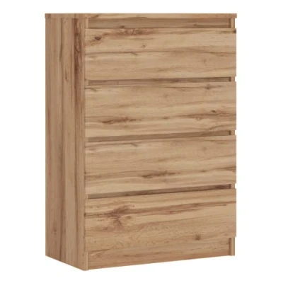 Image de 3E 3xE living.com Commode avec 4 tiroirs chêne wotan, L : 70 cm, H 101 P 39 cm
