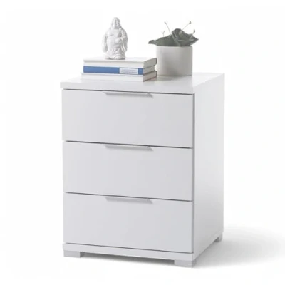 Image de Stella Trading SMILLA Table de Chevet Moderne avec tiroirs et Beaucoup d&#039;espace Rangement, Blanche, 46 x 61 42 cm (l H P)
