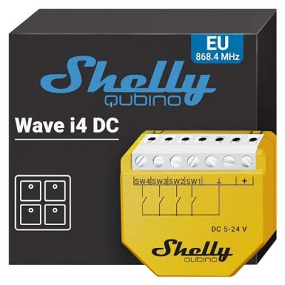 Image de Shelly Wave i4 Module pour commande à distance Z Wave, 4 entrées numériques, Contrôle dispositifs connectés, Actions et scènes intelligentes, Hub requis