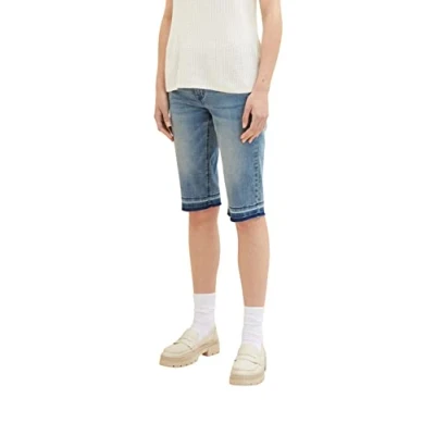 Image de TOM TAILOR 1036859 Bermuda en Jean, 10142 Bleu Clair, 25 W Femme
