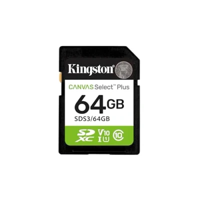 Image de Kingston Cartes mémoire SD Canvas Select Plus 64Go SDXC Gen3 100MB/s C10 UHS I U1 V10 SDS3/64GB