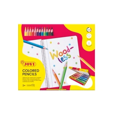 Image de Jovi crayons de couleur Sans bois, Étui 288 bois triangulaires, Couleurs vives et intenses, Idéal pour dessiner colorier, Pointe résistante, gluten (734/288)
