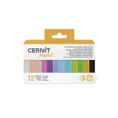 Image de Cernit CEASS002C Un Assortiment 12 Pains de Pâtes 25g Pâte polymère assortiments couleurs pastels Gamme number one Modelage, DIY adultes