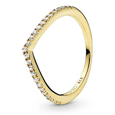 Image de Pandora Bague chevron Vœu Scintillant en métal plaqué or 14 carats avec zircones cubiques transparentes, taille 52