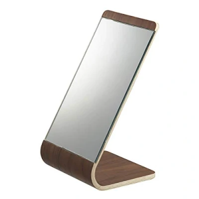 Image de YAMAZAKI 6737 RIN Miroir Debout, Brun, Bois/Miroir, Minimaliste, 13 x 12 23.3 c m