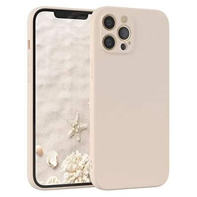 Image de EAZY CASE Coque de protection en silicone pour iPhone 12 Pro Max, beige, souple, résistante aux chocs, avec l&#039;appareil photo, fine, TPU, antichoc, taupe