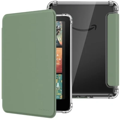 Image de MoKo Coque pour 7&quot; Kindle Paperwhite 12 Gén Modèle 2024 et Colorsoft Signature Edition 2024, Étui de Protection Ultra Clair en TPU Souple Transparent avec Auto Réveil/Sommeil, Céladon