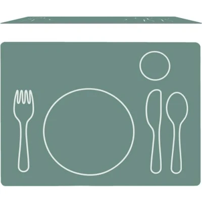 Image de Montessori Set de Table pour Enfant, Plastique, Lavable Vert Foncé