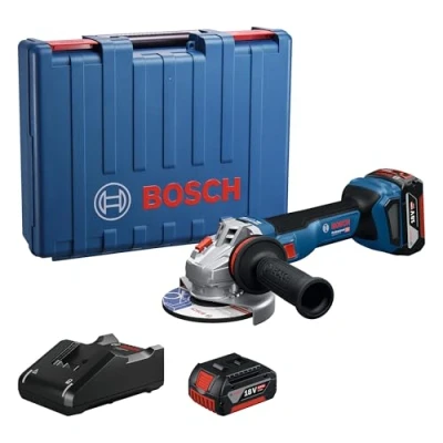 Image de Bosch Professional 18V System meuleuse angulaire sans fil GWS 8 (diamètre de disque 125 mm, incl 2x GBA 4,0 Ah, chargeur GAL 40, coffret transport)