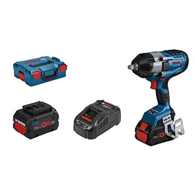 Image de Bosch Professional Boulonneuse Sans fil BITURBO GDS 18V 1000 C (couple Serrage 1 000 Nm, Couple Desserrage 600 2 Batteries ProCORE18V 5.5Ah, Chargeur Rapide GAL 1880 CV, Dans L BOXX 136)
