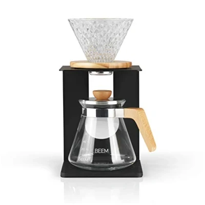 Image de BEEM Pour Over Ensemble cafetière 4 tasses Classic Selection pièces filtre à main en verre aspect diamant taille 2 cruche de 0,5 l avec couvercle base silicone 03382