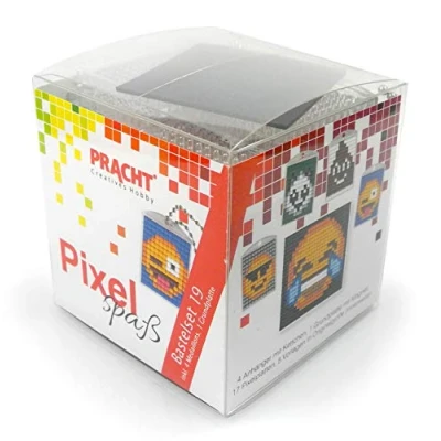 Image de Pracht Creatives Hobby Pixel P90040 63501 Kit de bricolage amusant 19 pour enfants, système d&#039;assemblage simple avec des petites pierres en bioplastique créer 4 porte clés (médaillons)