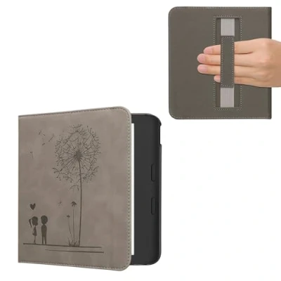 Image de kwmobile Étui liseuse Compatible avec Kobo Libra Colour à Rabat magnétique Protection eReader Sangle Gris