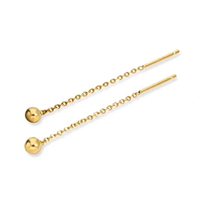 Image de Boucles d&#039;Oreilles Chainettes et Boules 4mm en Argent Plaqué Or Jaune