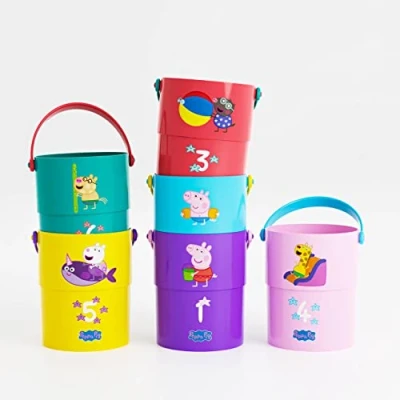Image de Peppa Pig Lot de 6 Cubes empilables Salle Bain avec poignées pour Une Meilleure Prise en Main